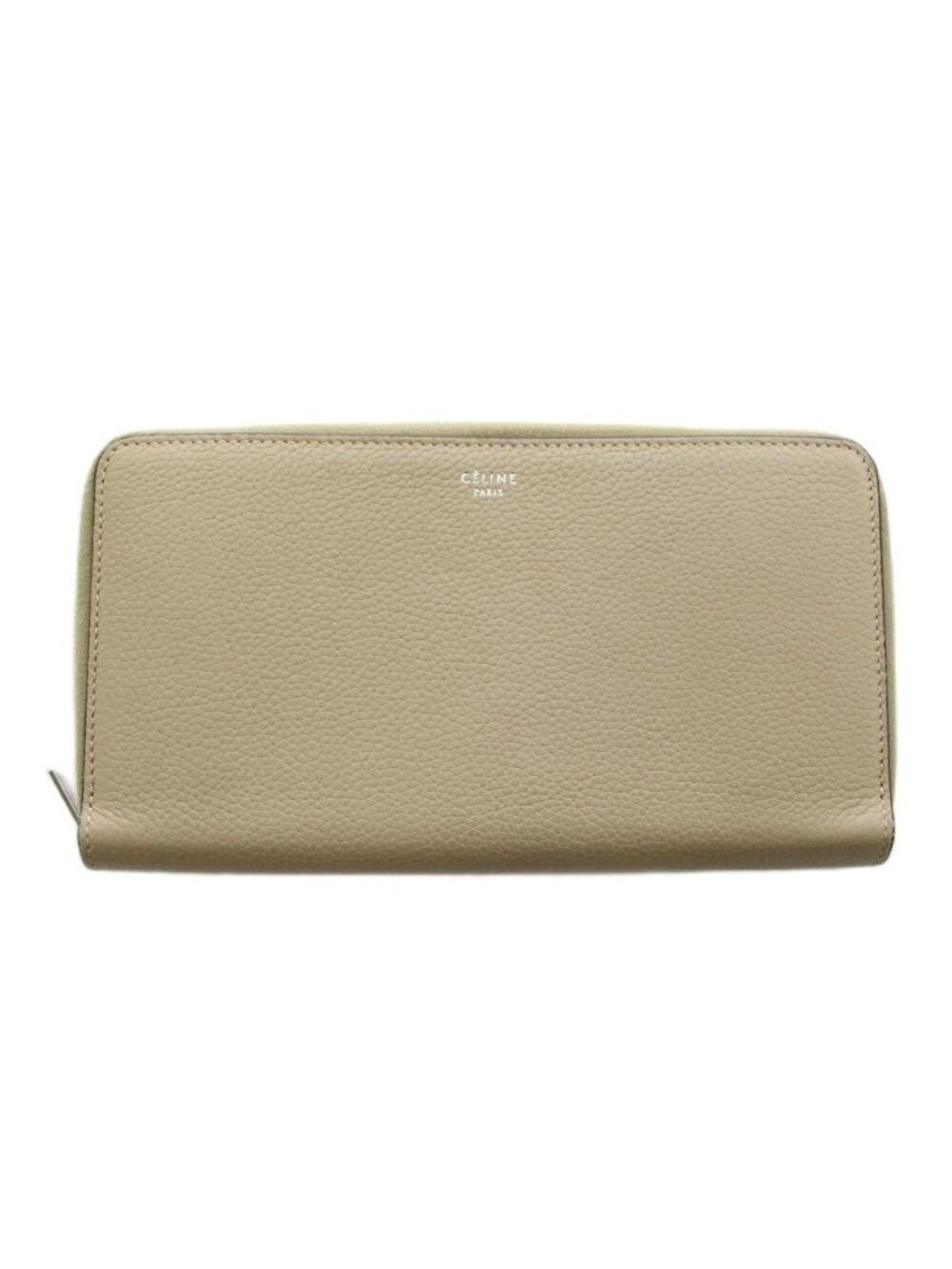 Celine Wallet Zip Around Coin Purse Leather Beige - Picture 1 of 8